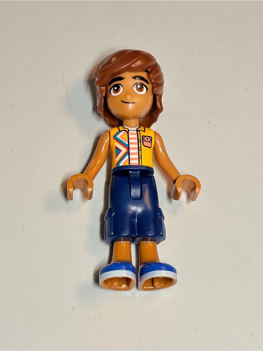Lego Girl Figure in Yellow, Blue and Brown